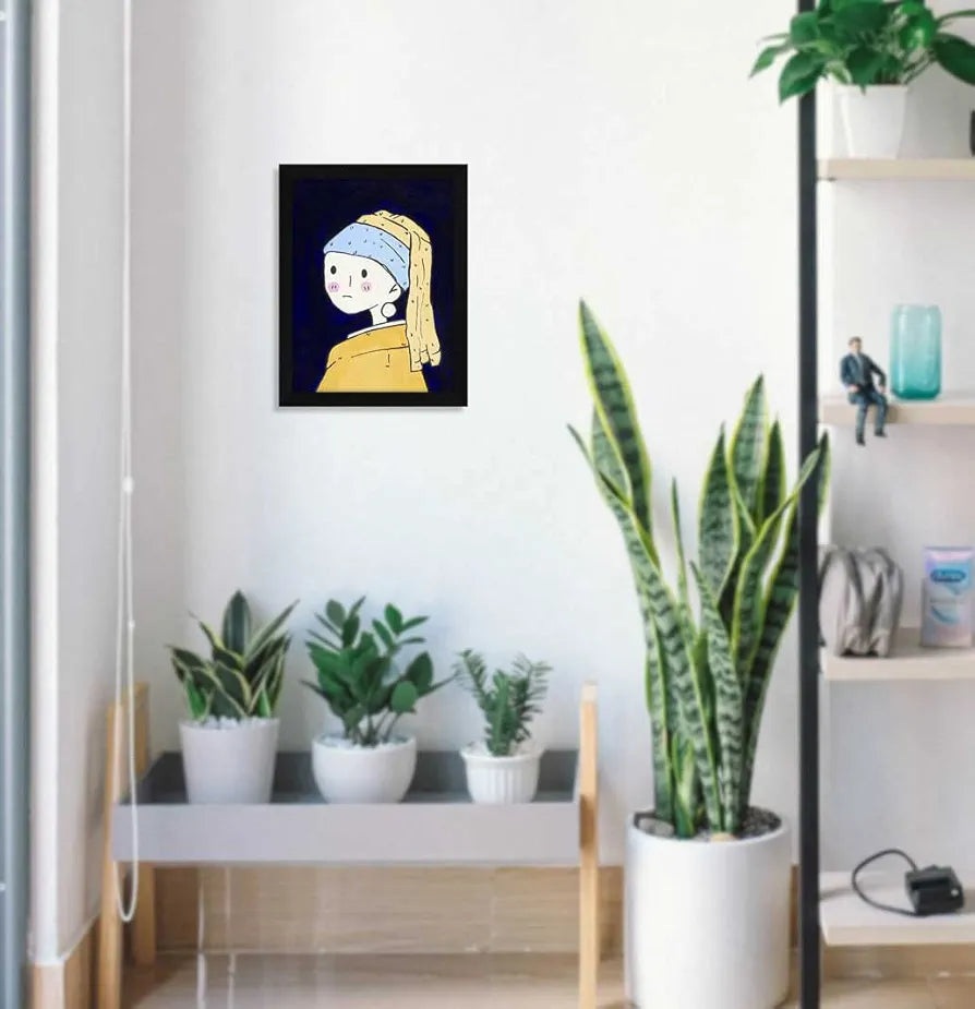 ArtX Paper The Girl With A Pearl Earring Abstract Frame Wall Art Painting