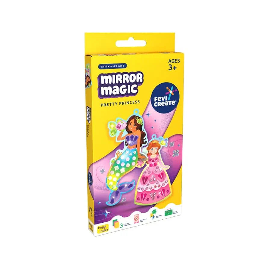 Fevicreate Stick-n-Create Mirror Magic Pretty Princess Kit | Sparkly Stickers | Princess Templates | Travel Friendly | Boosts Creativity | Screen-Free Play | Gifting | Ages 3 +