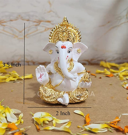 Gold Art India Gold Plated Ganesh Idol for Car Dashboard God for Home Decor Office Table