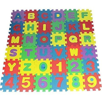FunBlast 36 Pieces Mini Puzzle Foam Mat for Kids Learning Alphabet and Number Mat