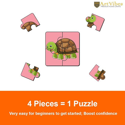 Artvibes Animals Wooden Jigsaw Puzzle Games for Children & Kids Age 2-5 | 4 Pieces Puzzles | Toddler's Wooden Puzzle | Set of 6