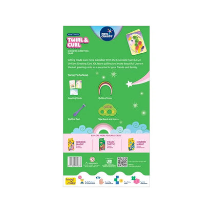 Fevicreate Build-n-Create Twirl & Curl Unicorn Greeting Card Kit | Quilling Art | Colourful Unicorn Greeting Cards | Travel Friendly | Screen-Free Play | Gifting | Ages 5 +