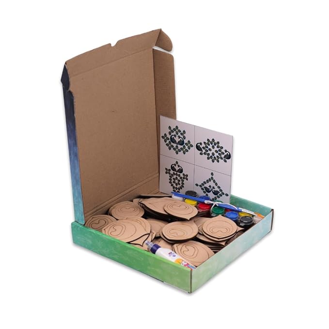 Hobby India Peacock Feather Rangoli Kit for Kids & Adults | Diy Art & Craft Kit for Home Decor | Festive Decorations