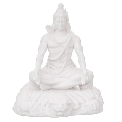 Ecraftindia White Polyresin Lord Shiva Sitting Statue