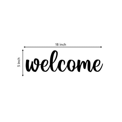 Ecraftindia Welcome Black Engineered Wood Cutout Wall Art Decor | Perfect Wall Hanging