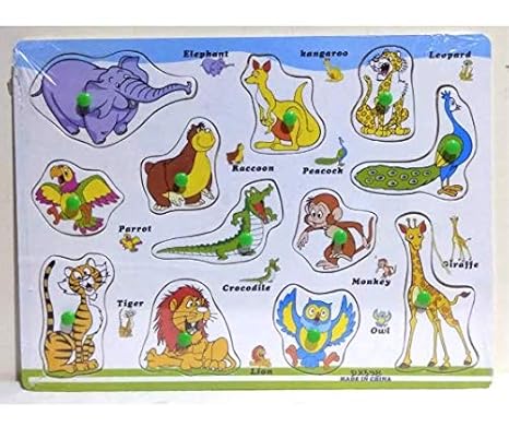FunBlast Wooden Colorful Learning Educational Board for Kids with Different Variants (Cute Animal)