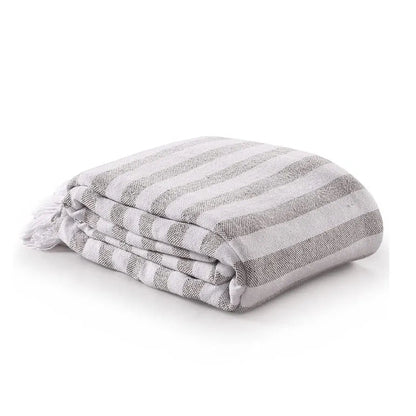 Sashaa World Striped Throw Bedcover Colour Grey/White