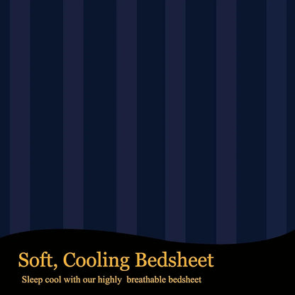 Fresh From Loom Breathable King Size Flat Bedsheets Hotel & Home Double Bedsheet Set With 2 Pillow Covers 144 TC Navy Blue