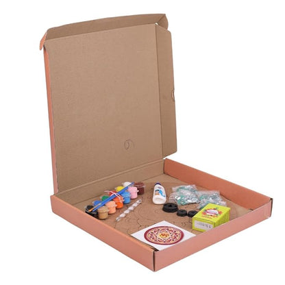 Hobby India Diy Lippan Art Mandala Painting and Craft Kit - Complete Set With Wooden Mandala Board | Mandala Design