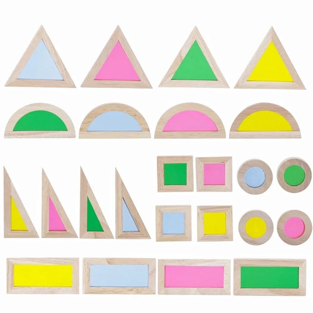 NESTA TOYS - Wooden Rainbow Building Blocks  | Stacking Toys for Toddlers | Acrylic Multicolor Geometrical Blocks