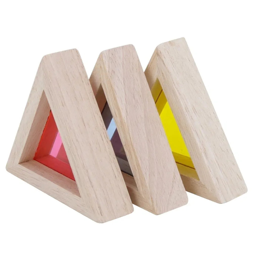 NESTA TOYS - Wooden Rainbow Building Blocks  | Stacking Toys for Toddlers | Acrylic Multicolor Geometrical Blocks
