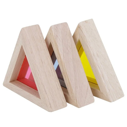 NESTA TOYS - Wooden Rainbow Building Blocks  | Stacking Toys for Toddlers | Acrylic Multicolor Geometrical Blocks