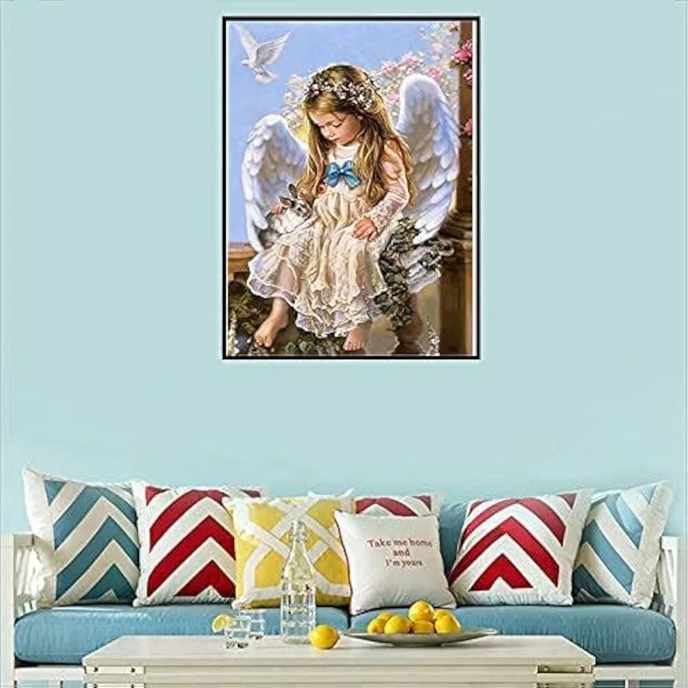 TREXEE 5D Diamond Painting by Number Kit for Adults | Full Drill AngelDiamond Painting Rhinestone Embroidery Pictures for Adults Kids Relaxation and Home Wall Decor 