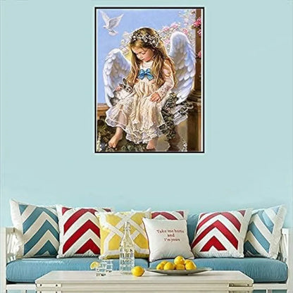TREXEE 5D Diamond Painting by Number Kit for Adults | Full Drill AngelDiamond Painting Rhinestone Embroidery Pictures for Adults Kids Relaxation and Home Wall Decor 