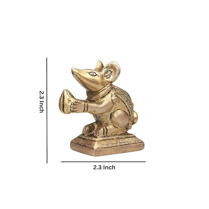 The Advitya Handcrafted Rat/ Mouse Idol With Modak/ Chuha Mushak Vahan of Ganesh/ Ganesha With Ladoo