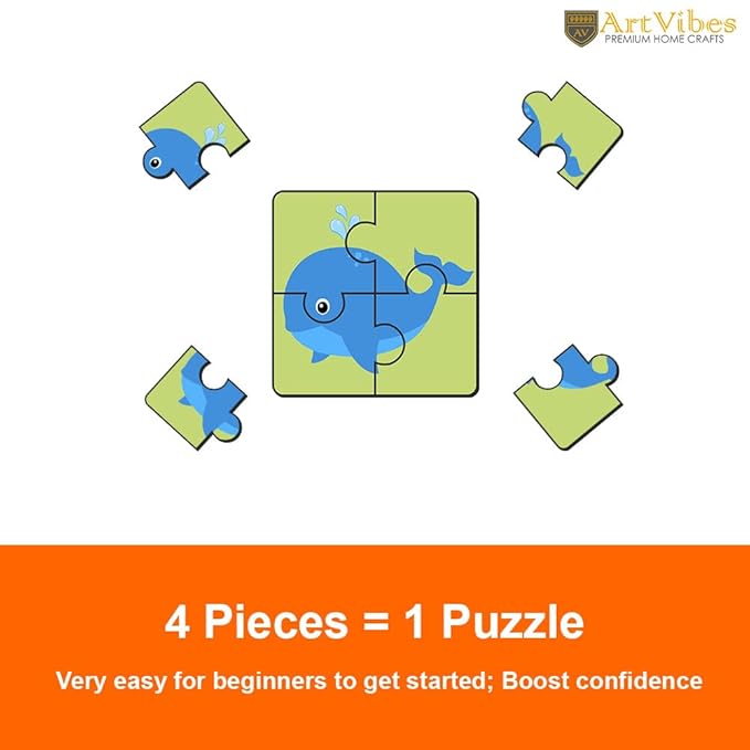 Artvibes Sea Animals Jigsaw Puzzle Games for Children & Kids Age 2-5 | Toddler's Wooden 4 Pieces Puzzle | Set of 6
