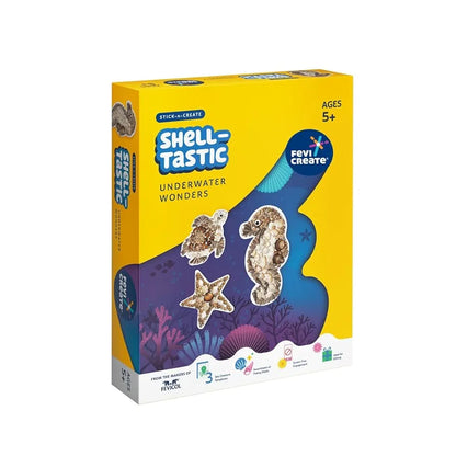 Fevicreate DIY Marine-Themed Fridge Magnet Kit Turtles, Seahorses and starfishes Designs with Art Materials All-in-one Art and Craft kit for Girls and Boys 5+ Years, Pack of 1