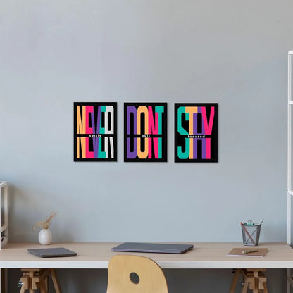 ArtX Paper Never Settle Motivational Quotes Wall Frames Set of 3