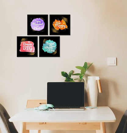 ArtX Paper Motivational Quotes AXJ00137-MOT Keep Moving Wall Art Painting With Frame Set of 4