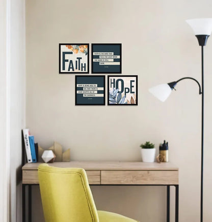 ArtX Paper Motivational Quotes Hope Faith Wall Frame Art Painting Set of 4