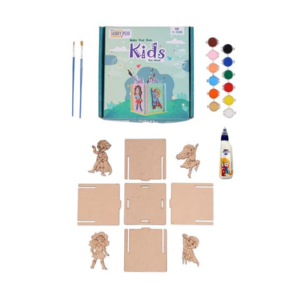 Hobby India Diy Kids Pen Stand Kit - Creative Wooden Craft Set | Kid's Pen Stand