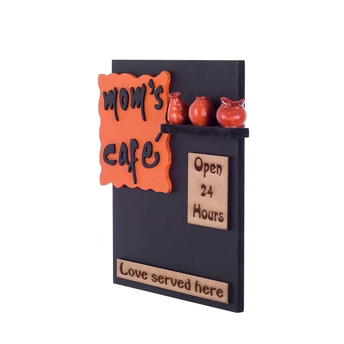 Ecraftindia Wooden Mom's Cafe Wall Hanging | Multicolour
