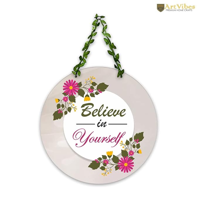 Artvibes Believe in Yourself Wall Hanging for Home | Mdf Wooden Hanger Decoration | Art Piece
