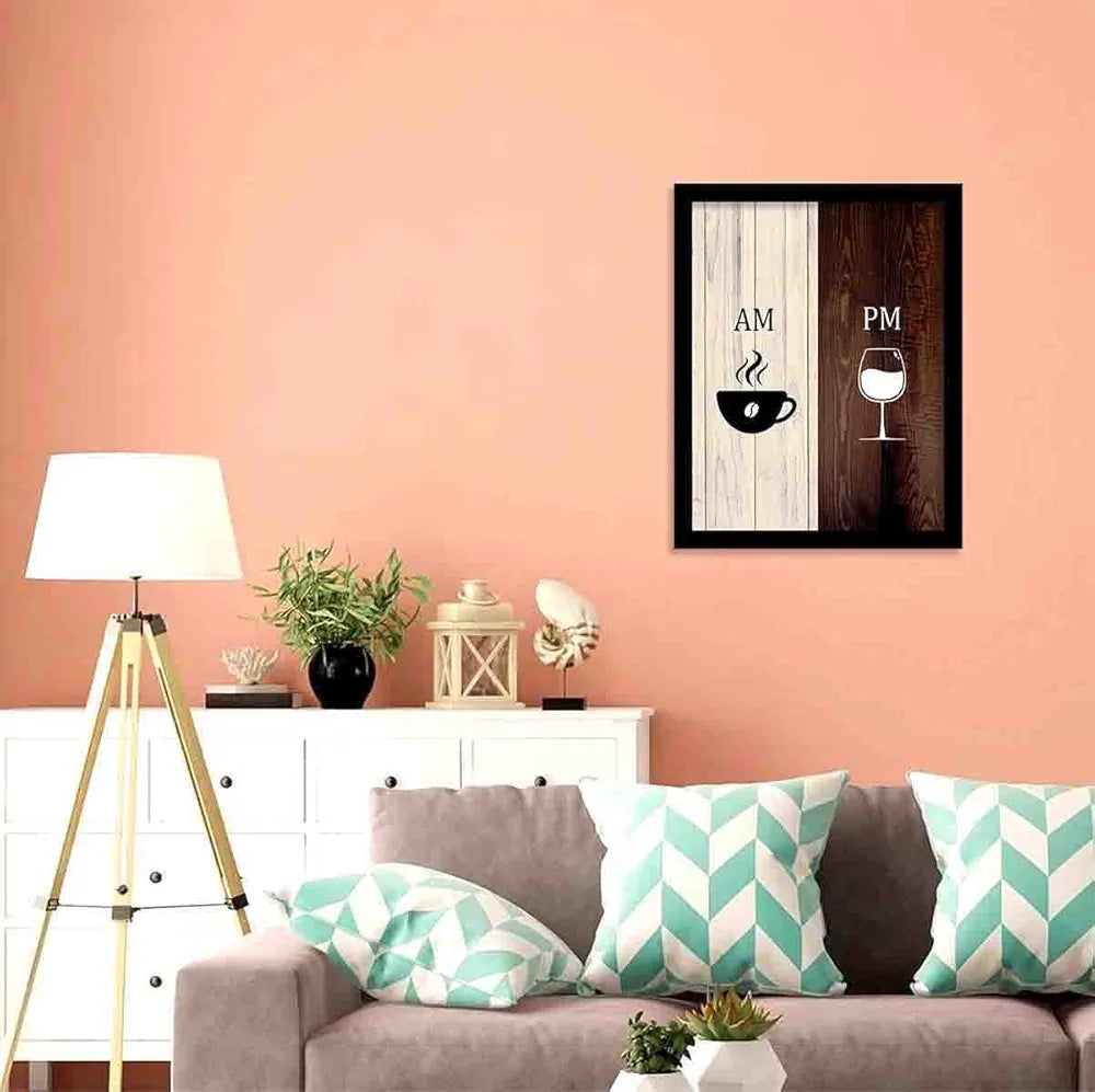 Kotart Engineered Wood AM-PM  Cooking Quotes Kitchen Wall Posters With Frame