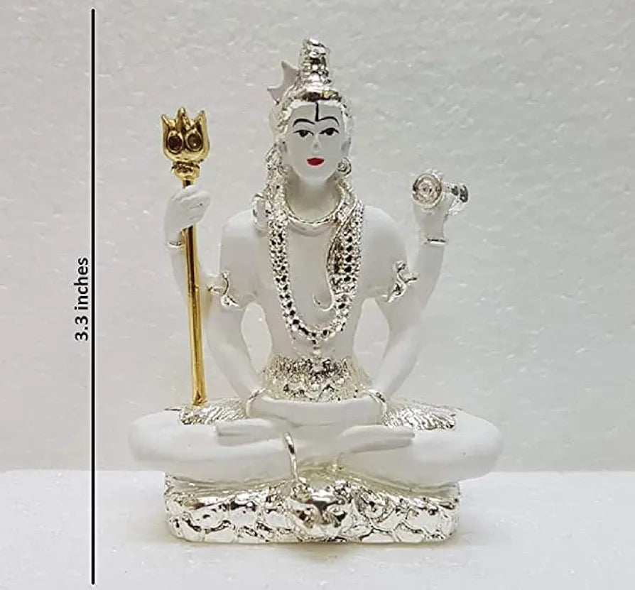 Gold Art India Resin Lord Shiva Idol White