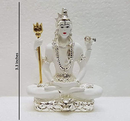 Gold Art India Resin Lord Shiva Idol Bhole Baba Bholenath Hindu God Statue for Pooja Ideal for Gifting Colour White
