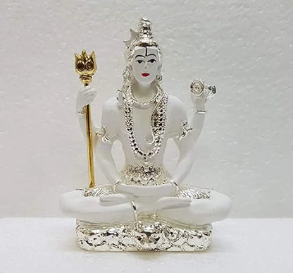 Gold Art India Resin Lord Shiva Idol White