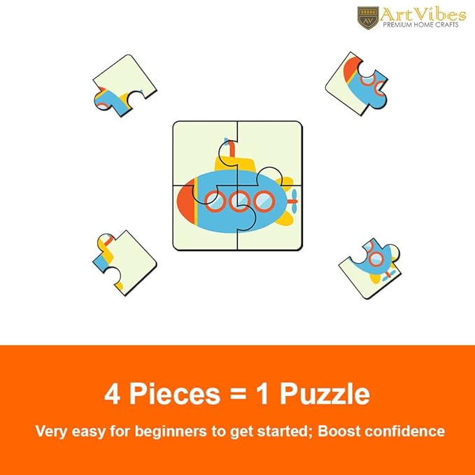 Artvibes Vehicle Wooden Jigsaw Puzzle Games for Children & Kids Age 2-5 | Toddler's Wooden 4 Pieces Puzzle | Set of 6