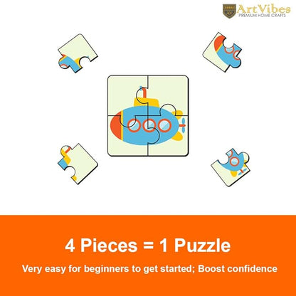 Artvibes Vehicle Wooden Jigsaw Puzzle Games for Children & Kids Age 2-5 | Toddler's Wooden 4 Pieces Puzzle | Set of 6