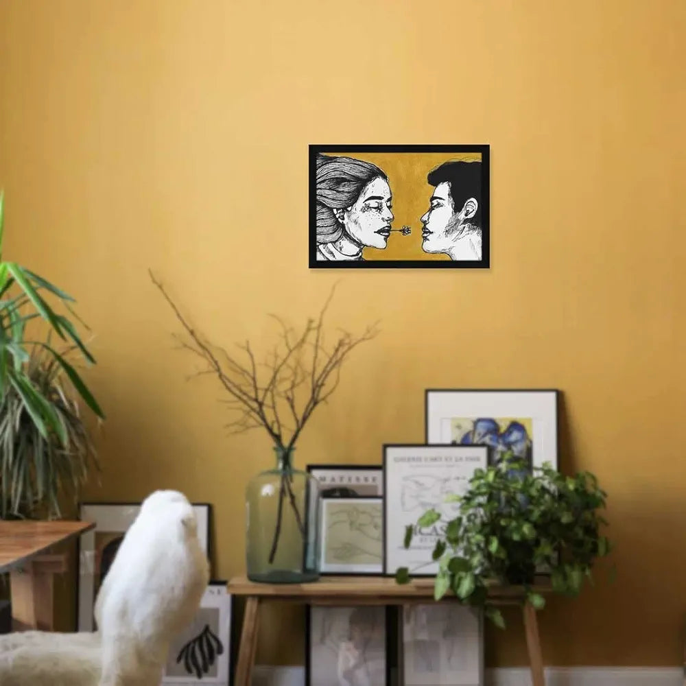 ArtX Paper Pen Art In Love Framed Wall Art Painting Multicolor Abstract Set of 1