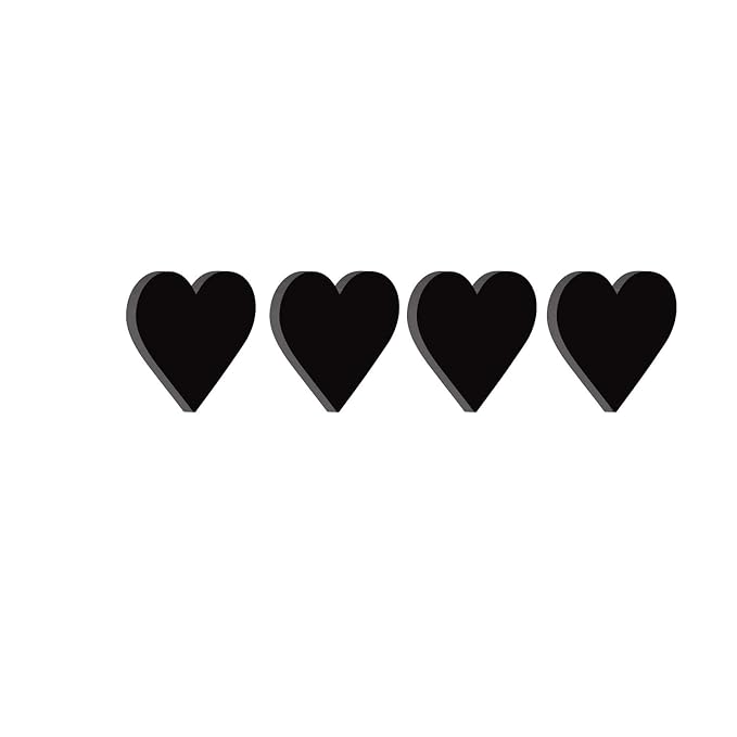 Ecraftindia Set of 4 Hearts Black Engineered Wood Cutout Wall Art Decor | Romantic Wall Hanging