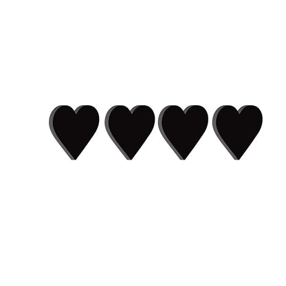Ecraftindia Set of 4 Hearts Black Engineered Wood Cutout Wall Art Decor | Romantic Wall Hanging