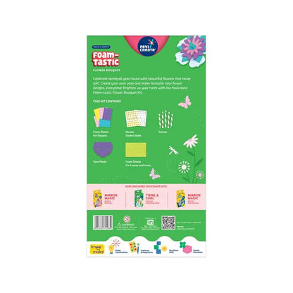 Fevicreate Build-n-Create Foam-Tastic Flower Bouquet Kit | Flower Making | Foam Craft | Develop Fine Motor Skills | Travel Friendly | Screen-Free Play | Gifting | Ages 5 +