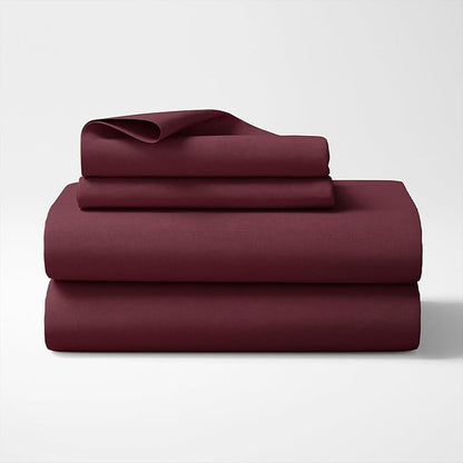Haus & kinder Cotton Elastic Fitted Bedsheet King Size 2 Pillow Covers colour Wine