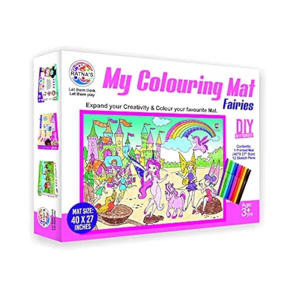 Ratna's My Coloring Mat Fairies Printed of Size 40 x 27 Inches, Washable & Reusable Colouring Kit for Kids 3+ Years 