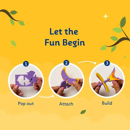 Fevicreate Build-n-Create Foam-Tastic Bird Hangings Kit | Foam Craft | Colourful Unicorn Greeting Cards | Travel Friendly | Screen-Free Play | Gifting | Ages 5 +