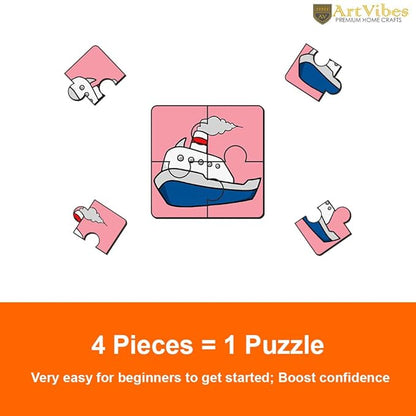 Artvibes Vehicle Wooden Jigsaw Puzzle Games for Children & Kids | 4 Pieces Puzzles | Toddler's Wooden Puzzle | Set of 6
