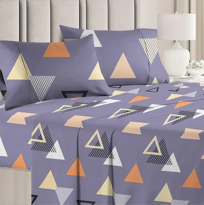 BSB Home Premium Double Bedsheet with 2 Pillow Covers 160 TC Supersoft Microfiber 3 Pcs Set Grey and Orange