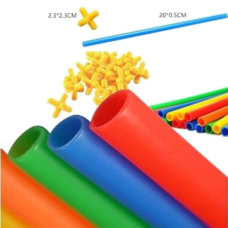 FunBlast Straw Assembling Kit for Kids DIY Assembly Straw Blocks for Kids Learning Toys