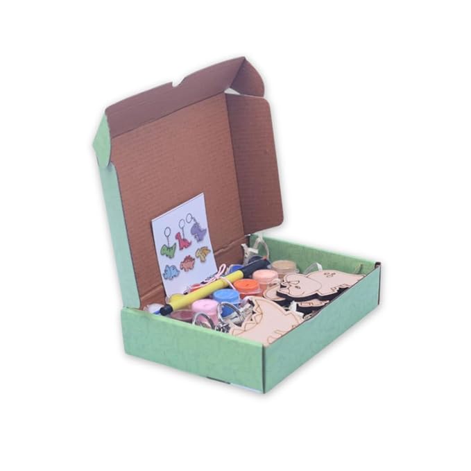 Hobby India Dianosur Theme Keychains & Fridge Magnets Painting Kit's for 3+ Age Kid's | Best Art & Craft Kits for Gifts