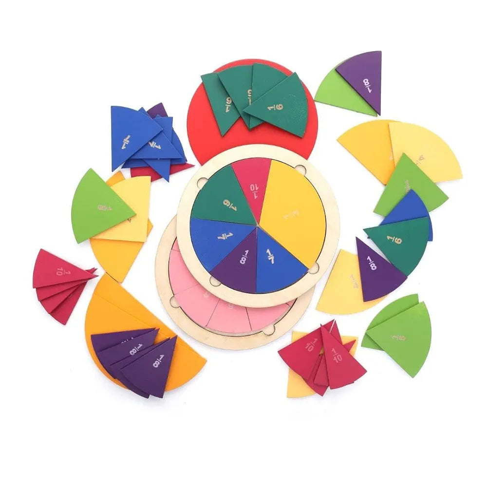 NESTA TOYS Montessori Learning Wooden Puzzle | Wooden Fraction Puzzle Toy  | Montessori Math | Educational Toys for Ages 4 5 6 7 8