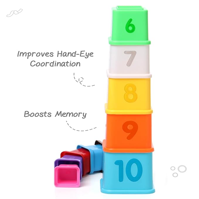 Firstcry Intelliskills Premium Stacking & Sequencing 10 Pieces Cubes Toy for Kids | Activity & Learning Toys