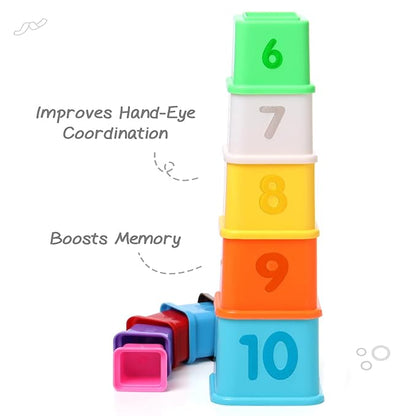 Firstcry Intelliskills Premium Stacking & Sequencing 10 Pieces Cubes Toy for Kids | Activity & Learning Toys