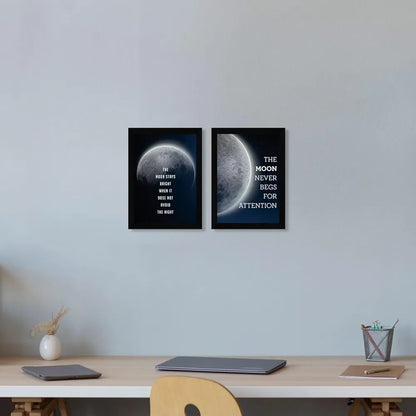 ArtX Paper Moon Motivational Quotes Wall Frames Set of 2