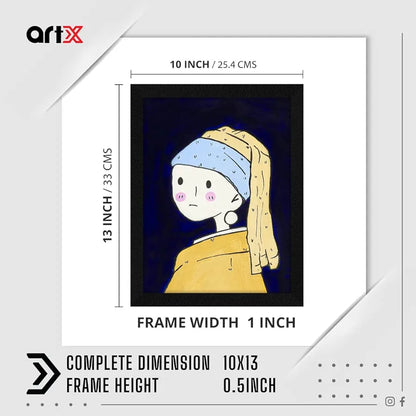 ArtX Paper The Girl With A Pearl Earring Abstract Frame Wall Art Painting