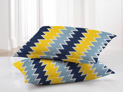 BSB Home Premium Double Bedsheet with 2 Pillow Covers 160 TC 3 Pcs Set Yellow and Blue